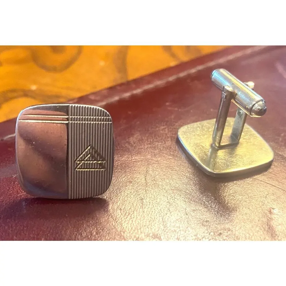 VTG Gold Tone Cufflinks with Etched Design